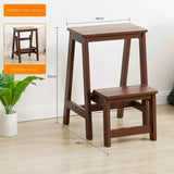 MOMO Solid Wood Folding Step Stool Home Three-step Climbing Stool Dual-purpose Ladder Chair Indoor Multi-functional Pedal Stairs