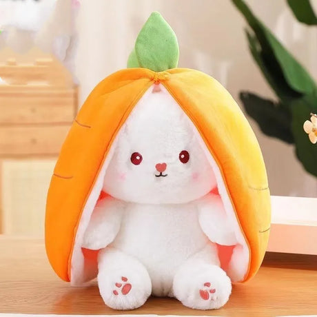 Funny Joy Kawaii Fruit Bunny Plush Toy Cute Carrot Strawberry Turn Into Rabbit Plush Toy Kids Birthday Christmas Gift