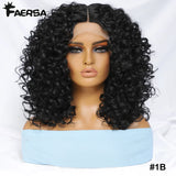 16" Kinky Curly Synthetic Lace Front Wig Black Blonde Wigs For Women Glueless Female Ginger Purple Heat Resistant Natural Hair