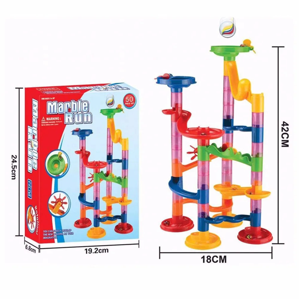 50pcs Marble Run Race Track Building Blocks Kids 3d Maze Ball Roll Toy Diy Educational Marble Run Race Coaster Set For Children