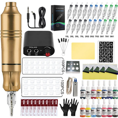 Tattoo Machine Kits Tattoo Power Supply Rotary Pen with Cartridge Needles Permanent Makeup Machine for Tattoo Body Art