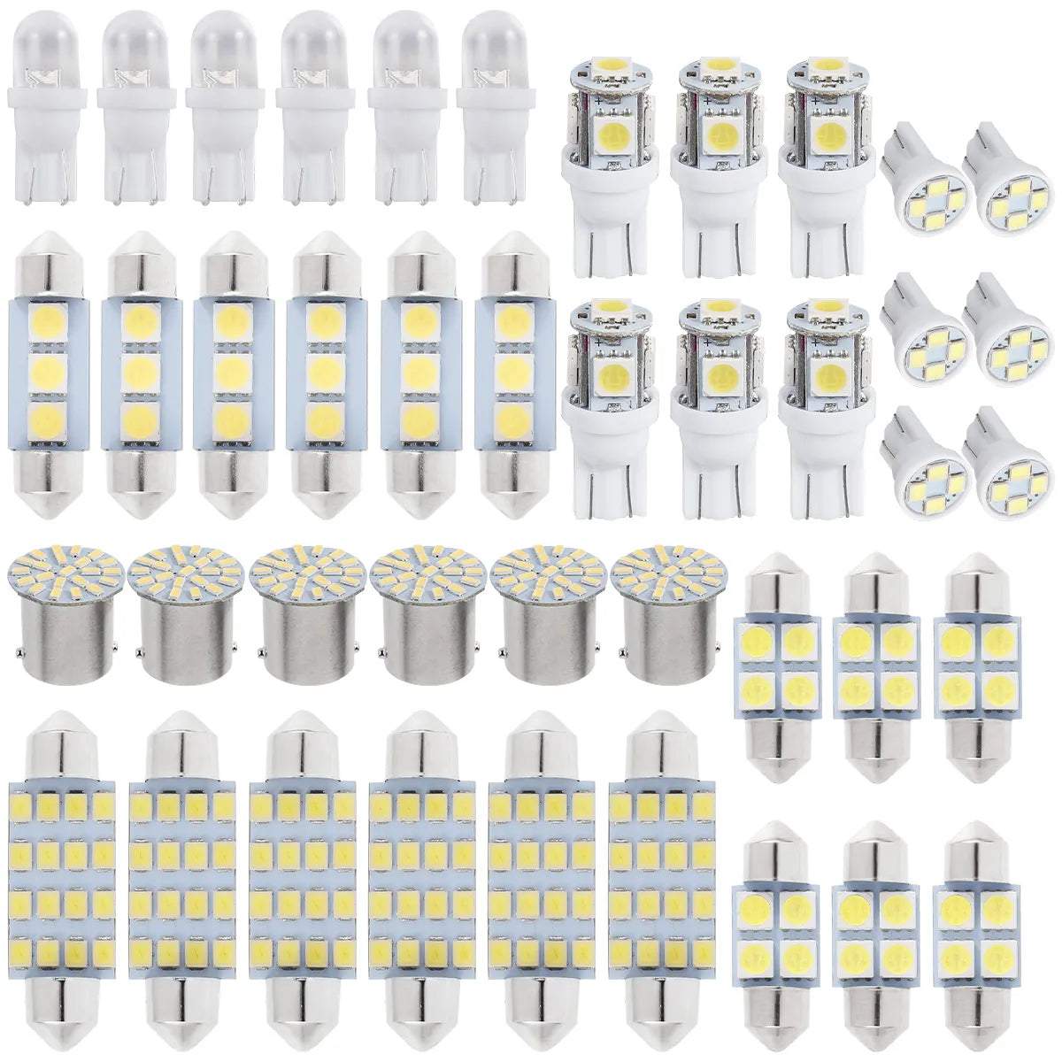 42Pcs LED Car Interior Lights T10 6000K SMD LED Xenon White Interior Light Bulbs Replacement License Plate Reading Light Bulb