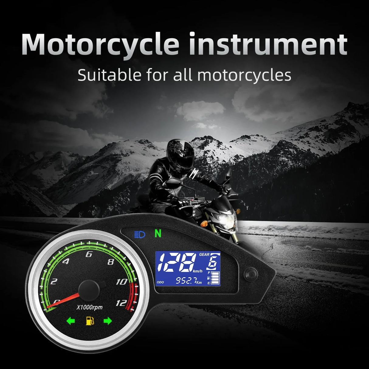 Universal Motorcycle Gauge Speedometer Tachometer LCD Digital Instrument Odometer Meter For All 12V Motorcycles Speedometer