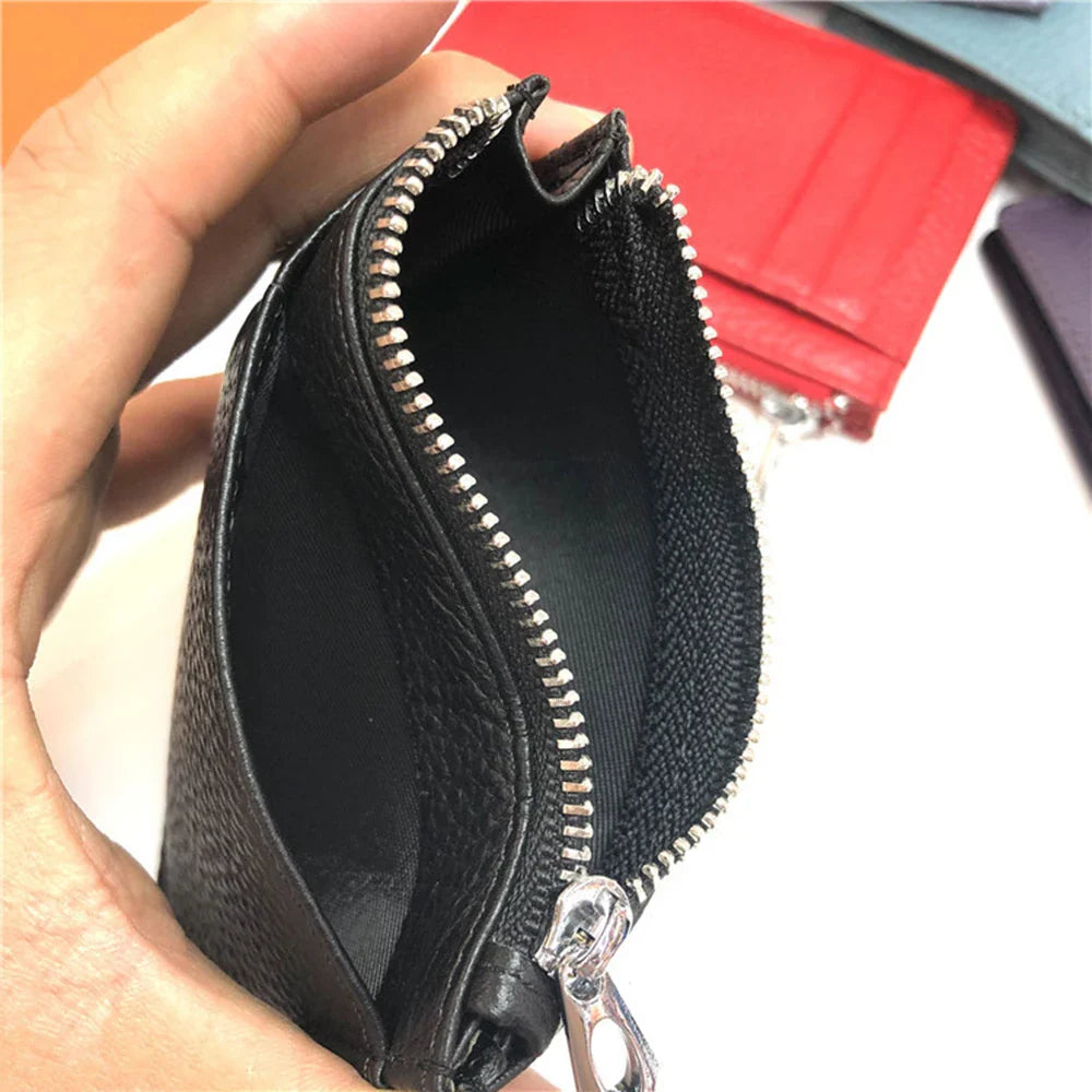 Personalize Initials Mini Wallet 100% Genuine Leather Zipper Coin Purse Card Holder For Men Women Custom Letters Gift Money Bag