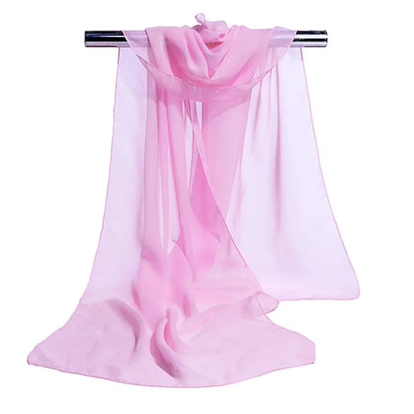 Korean Solid Color Transparent Chiffon Silk Scarf Summer Beach Towel Sunscreen Shawl Women Wedding Evening Party Dress Scarf R21