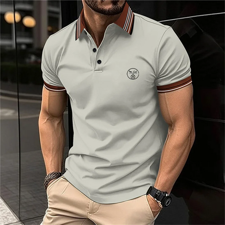 Solid Color Versatile Boutique Men's polo shirt Business Casual Street Trend Clothing Fashionable Summer Lapel Short Sleeved Top