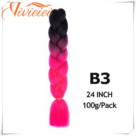 6 Pcs 24” Synthetic Braiding Hair Pink Jumbo Braids Hairstyles Purple Blue Blonde Ombre Hair Extensions For Women 100G/Pack