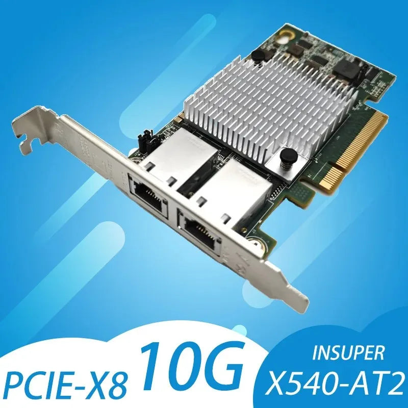 Intel X540-T2 10G Chipset PCIe x8 Dual Copper RJ45 10Gbps Port Ethernet Network Card Compatible PCIE-x8 PCIE-X16