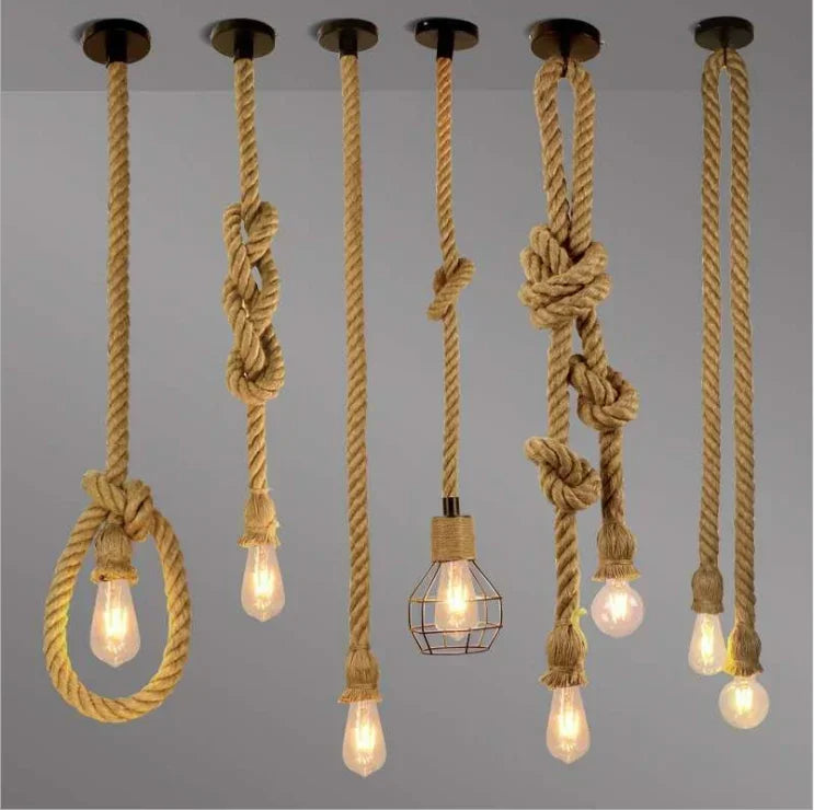 Home Decor Pendant Lights Antique Chandelier Socket Vintage Hemp Vintage Hemp Rope Pendant Lamp