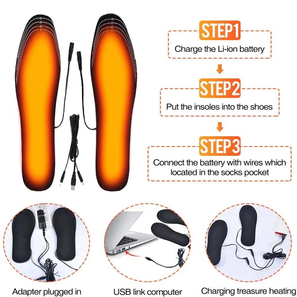 2022 New USB Heated Shoe Insoles Feet Warm Sock Pad Mat Electrically Heating Insoles Washable Warm Thermal Insoles Unisex