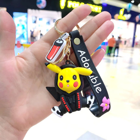 Pokemon Keychain Anime Figures Pikachu Cartoon Key Chain Charmander Psyduck Fashion Bag Keyring Pendant Accessories Toy Kid Gift