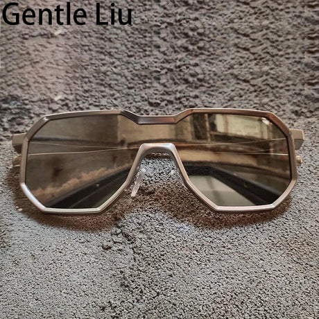 Gothic Steampunk Sunglasses Men 2023 Luxury Brand Vintage One-pieces Punk Sun Glasses For Male Oversized Square Eyewear Shades  