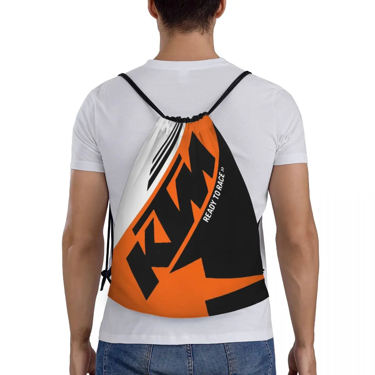 Ready To Race Enduro Moto Cross Drawstring Bags Football Backpack Gym Sackpack Motocycle Bike String Bag for Exercise