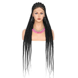 36" Embroidery Full Double Lace Braided Wigs for Women Box Braids Wig with Baby Hair Synthetic Lace Frontal Cornrow Braided Wig