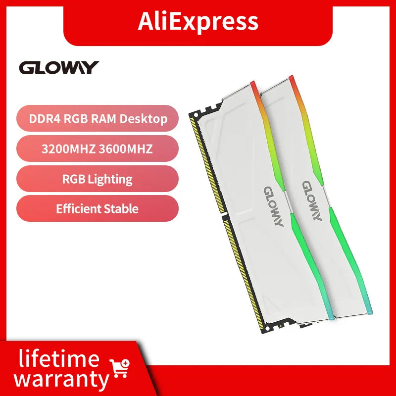 Gloway Memoria RAM DDR4 RGB 8GB 16GB 3200mhz 3600mhz  Dual Channel DDR4 3200mhz Memory Desktop Gaming High Performance Ram