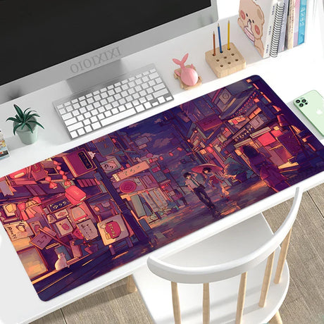 Mouse Pad Gaming Anime Street XL HD Large Mousepad XXL Mechanical Keyboard Pad Office Office Accessories Mouse Mats Mice Pad