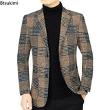 2024 Men's Fashion Blazer Jacket Suit England Style Plaid Business Causal Suits Men Clothing Conjuntos De Blazer Jacket Coat 4XL