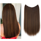 Synthetic Hair Extension No Clip Natural Hair Piece Ombre Fake False One Piece Straight Hairpiece Blonde For Women