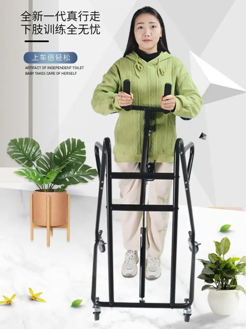 Elderly Walker with Four-Wheel Mobility Aids Stroke Hemiplegia Lower Limbs Rehabilitation Training Walking Assisted Stand