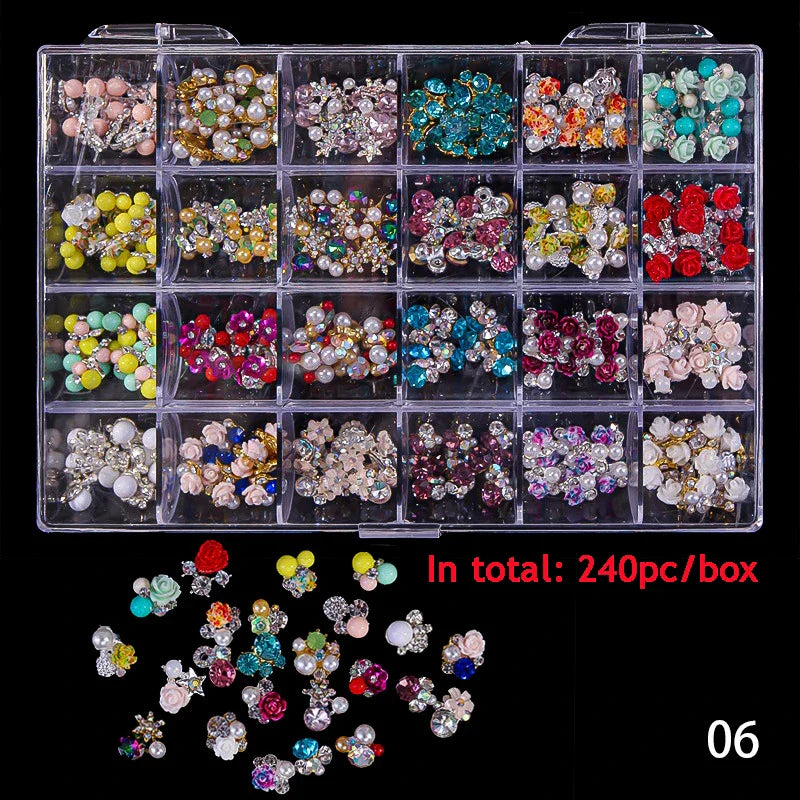 2800pcs Luxury Shiny Diamond Nail Art Rhinestones Crystal Decorations Set AB Glass 1pcs Pick Up Pen In Grids Box 21 Shape