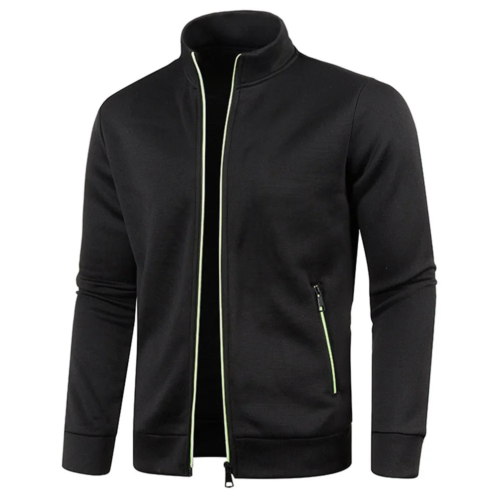 New Men's Thicken Jacket Casual Zipper Stand Collar Thermal Outerwear Slim Fit Cardigan Sweatshirts Coats