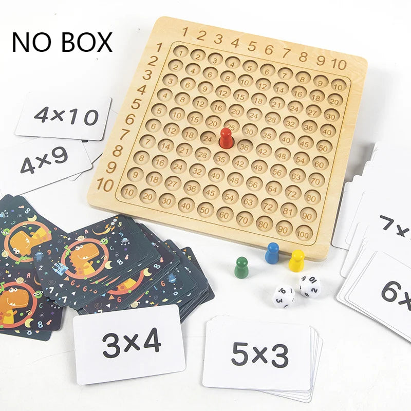 Montessori Multiplication Board Game Math Wooden Toys Kids Learning Educational Table With Flash Cards Counting Teaching Aids