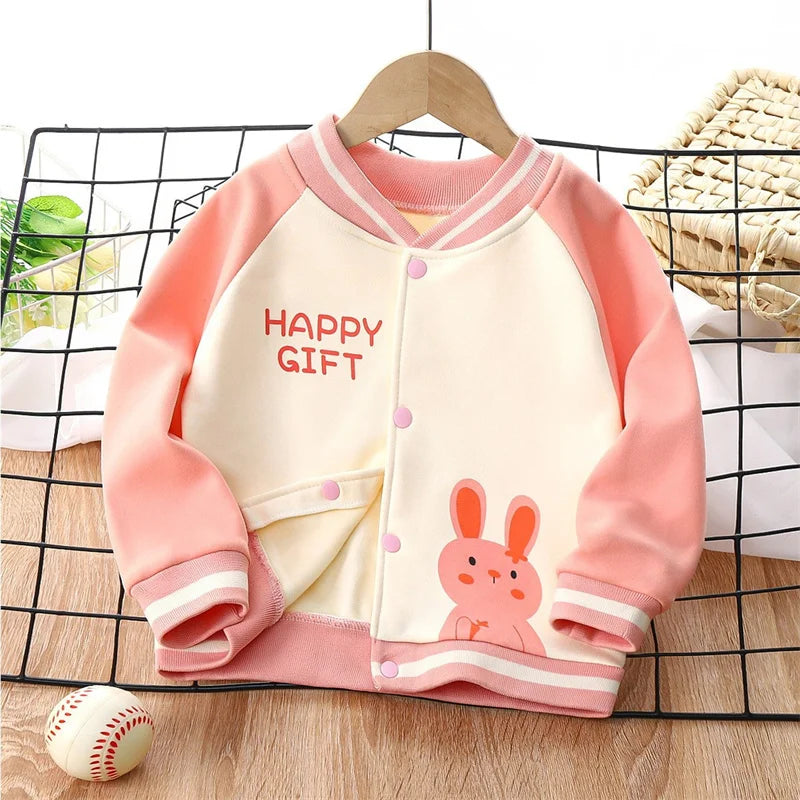 Children's Padded Baseball Jacket Spring Autumn New Clothes Outerwear Boys Girls Cartoon Fashion Coat Baby Casual Top Clothing