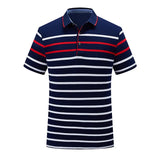 2023 New Summer Men Classic Striped Polo Mens Cotton Short-Sleeved Embroidered Business Casual Hot Polo Shirt Male Dropshipping