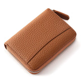 Custom Letters Genuine Leather Zipper Card Holder Large Capacity Fashion Women's Organ Card Sleeve Bag Small Wallet Coin Purse