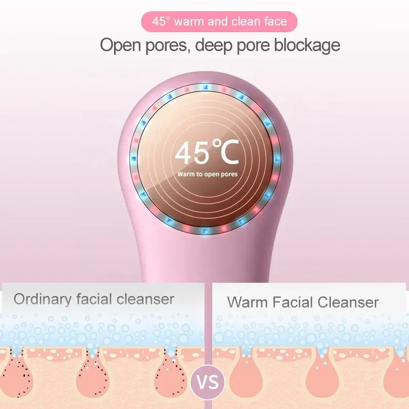 Home use silicone facial cleansing brush with hot and cold compress waterproof deep pore clean anti-aging face beauty device