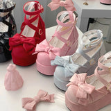 HEYDRESS Cosplay Sweet tea party Mandarin duck shoes Cos Girl Cream Bubbles Bow Kawaii Shoes Lolita Girls High Heel LoliShoes