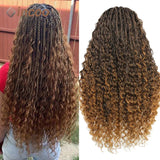 24'' Bohemia Full Lace Box Braided Wig Synthetic Lace Frontal Wig for Braiding Wih Curly Hair Ombre Blonde Goddess Faux Locs Wig