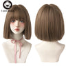 7JHH WIGS Black Short Bob Wig for Girl Daily Wear Synthetic Wig New Style Natural Supple Summer  Heatresistant Wig With Bangs