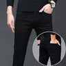 Men's Autumn Winter Korean Style Brushed Denim Fabric Slim Designer Korean Fashion Luxury Skinny Plush Cowboy Snowflake Pants