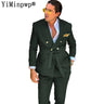 Designer Green Suits for Men 2 Piece Blazer Sets Double Breasted Belt Wedding Party Travel Suit trajes de hombre Jacket+Pants