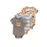 3PCS Infant Baby Cute Graphic One-piece Clothes For Boys And Girls, Newborn Pure Cotton Summer Romper newborn clothes