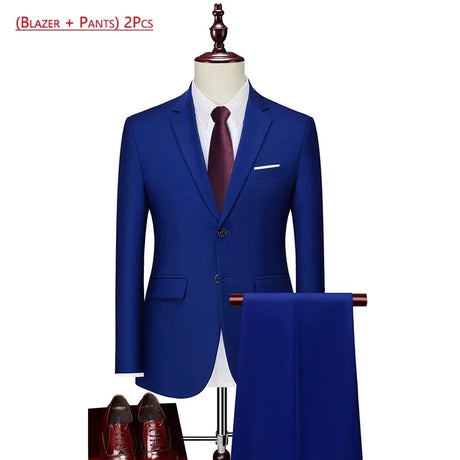 14 Color M-6XL ( Jacket + Vest+Pants ) High-end Brand Formal Business Mens Suit Three-piece Groom Wedding Dress Solid Color Suit