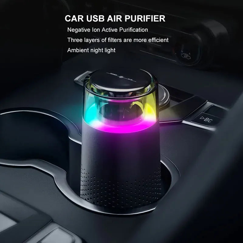 Negative Ion Air Purifier HEPA Filter Small Removal Air Freshener Usb Electrical Appliances with Led lights for Cars Home