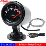 2" 52MM Exhaust Gas Temp Gauge Racing Meter White LED EGT Auto Car 3~13X100℃ EGT Temperature Meter+Sensor for Gasoline Car 12V