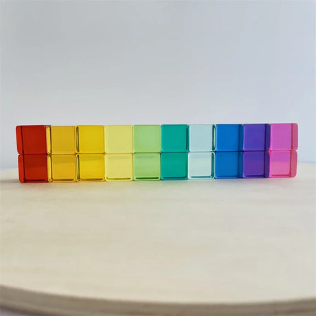 Lucent Cubes Building Blocks Stacking Toy Rainbow Translucent Cubes Acrylic Blocks Learning Color Sorting Toys for Children Gift