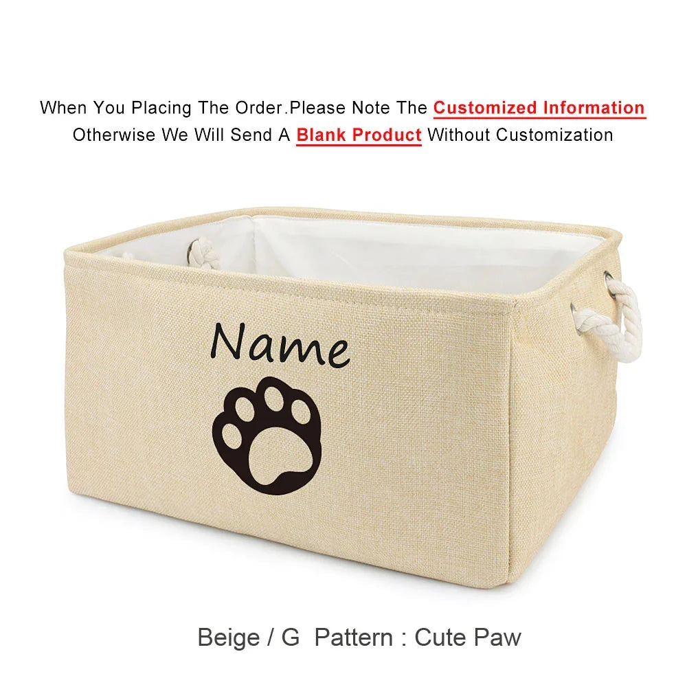 Basket Toys Dog Paw Personalized Pet Toy Storage Box For Clothes Custom Cat Product With Name Dog