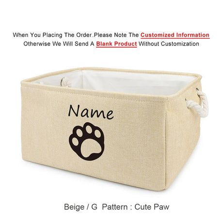 Basket Toys Dog Paw Personalized Pet Toy Storage Box For Clothes Custom Cat Product With Name Dog