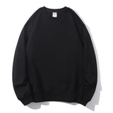 Autumn Winter 380g Cotton Heavy Hoodie Round Neck SweaterSolid Basic Sweatshirts Quality Jogger Loose Solid Long Sleeve Pullover