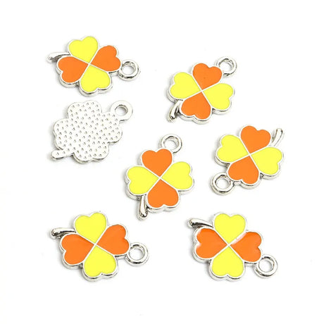 Dopamine Four-leaf Clover Enamel Charms 20pcs DIY Necklace Bracelet Earrings Keyring Amulet Pendants Creative Gift Accessories