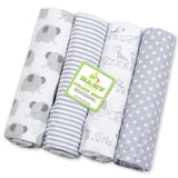 4pcs/pack 100% Cotton Flannel Diapers Supersoft Receiving Baby Blanket Newborn Wrap 76x76cm Baby Bedsheet Print Blanket Swaddle