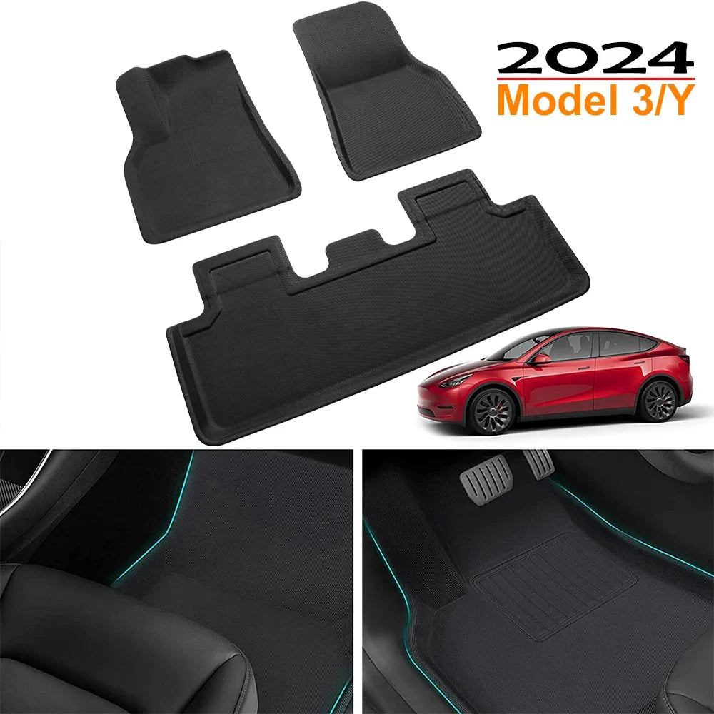 2024 3D Left Right Hand Driving All-Weather Floor Mats Trunk Mat Car Floor Liners For Tesla Model 3 Model Y 2019 - 2023