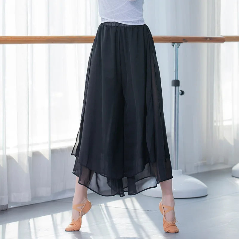 Women Modern Dance Training Pants Loose Dance Pants Adult Girl Classical Dance Chiffon Pants Wide Leg Pants Body Yoga Pants