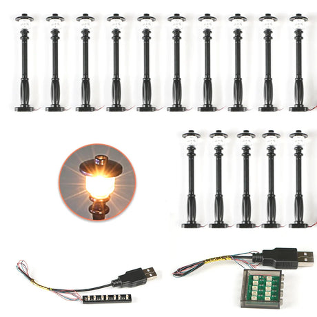 15pcs City Street Light Led (10 in 1 USB Powered) Building Block Lamp MOC Compatible with Bricks DIY 2039 11062