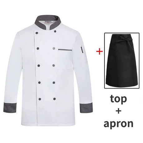 long Sleeve Chef Uniform Restaurant Professional Clothes Cooking Waiter Coat Outfit Kitchen Work Jackets Cook Wear Solid Color