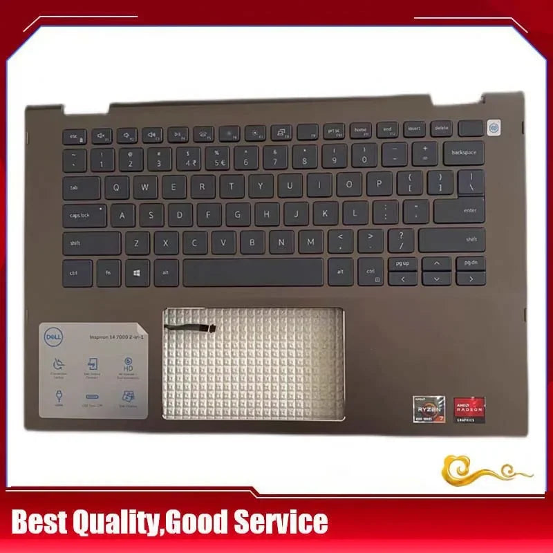 YUEBEIsheng       95%New/org For Dell Inspiron 14 7405 2-in-1 Palmrest US keyboard Upper cover /touchpad,Brown